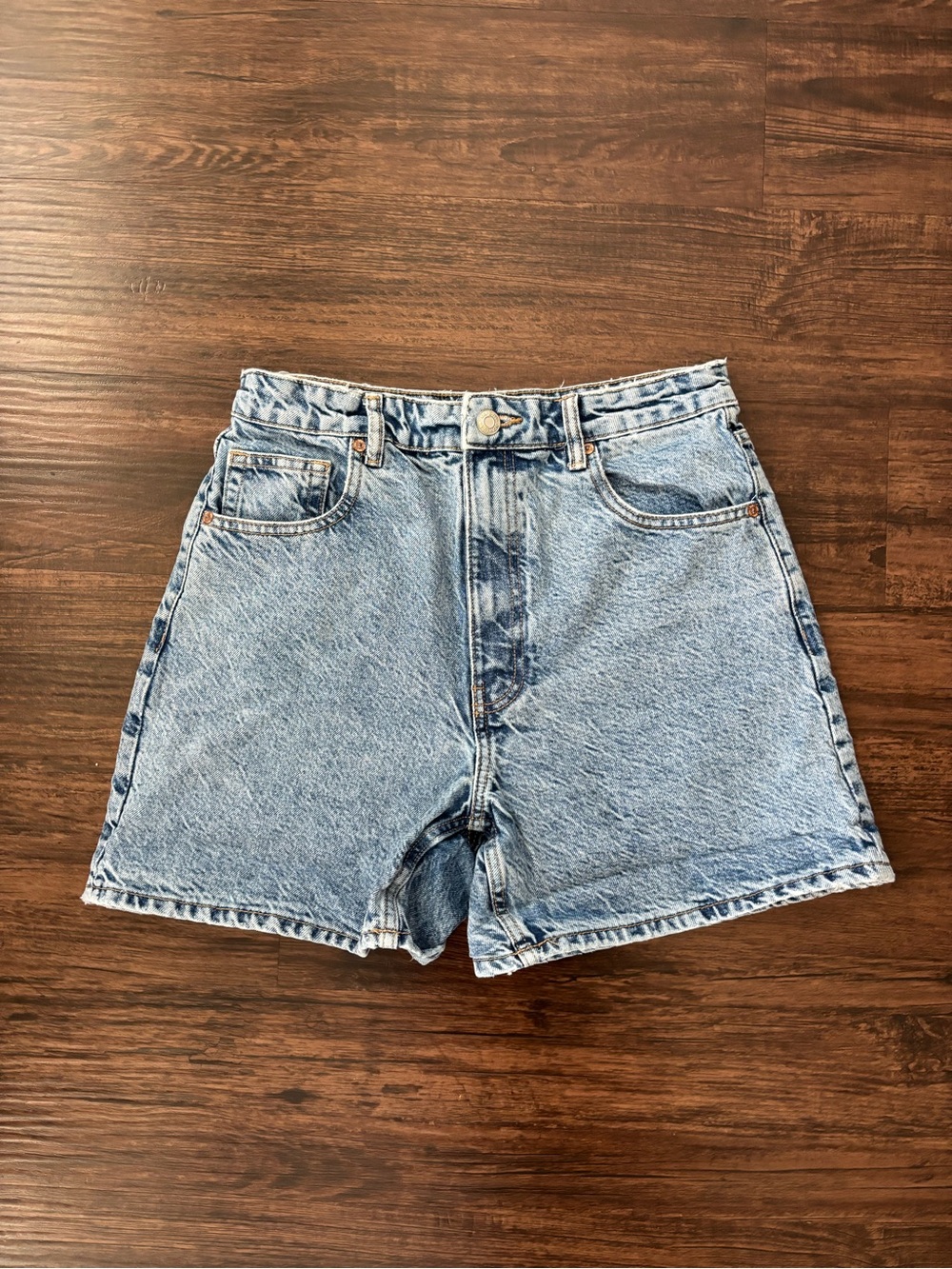 Zara Light Wash High-Rise Denim Shorts